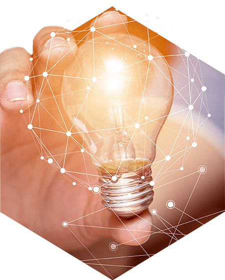 light bulb idea networking hexagon