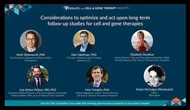 Screenshot from the webinar "Considerations to optimize and act upon long-term follow-up studies for cell and gene therapies."