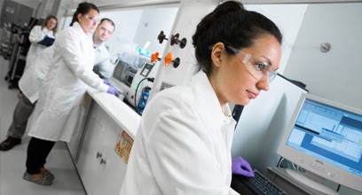 Lab technicians working in a lab